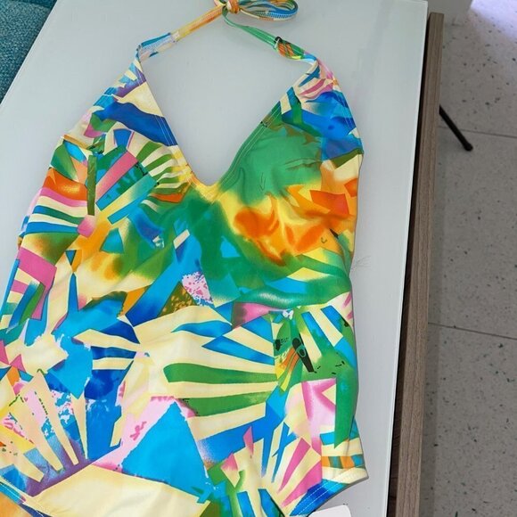 Lisa Maree Womens Swimsuit Size XS Tropical Low Back Molded CupsTie Neck New - Picture 13 of 14